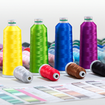 yellow, white, green, red, blue, brown, purple and black madeira polyneon threads